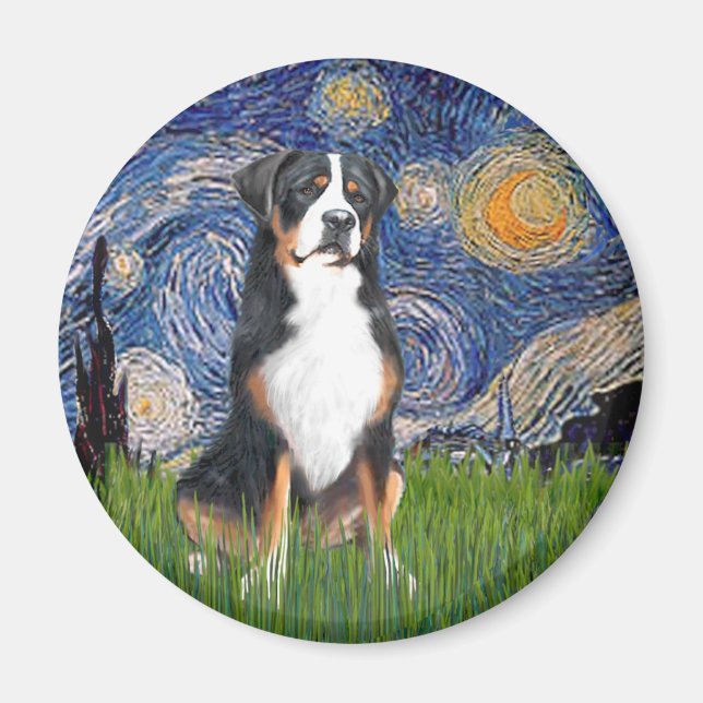 Íman Noite Estrelada - Cão de Montanha Suíço Maior (Frente)