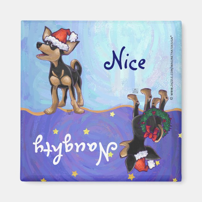 Íman Noite Estrelada Festiva Chihuhua de Chapéu de Nata (Frente)