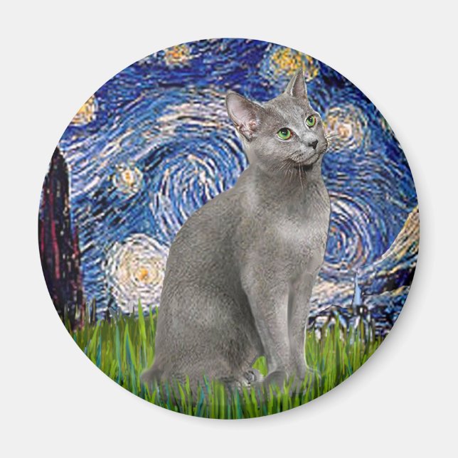 Íman Noite Estrelada - gato Azul Russo (Frente)