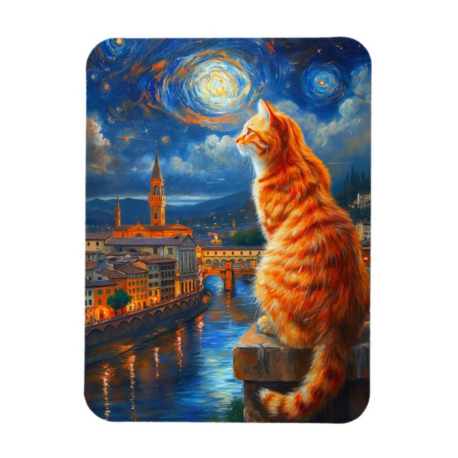 Íman Noite Estrelada sobre Florença | Arte de Gato Lara (Vertical)