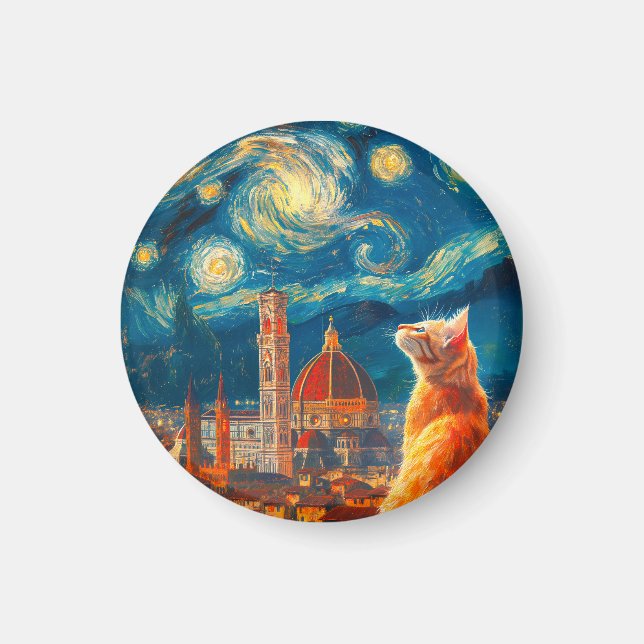 Íman Noite Estrelada Sobre Florença | Arte de Gato Lara (Frente)
