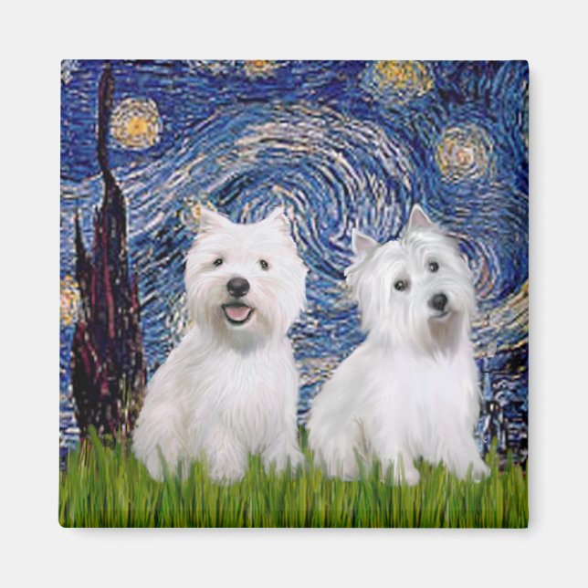 Íman Noite Estrelada - Westies (dois) (Frente)
