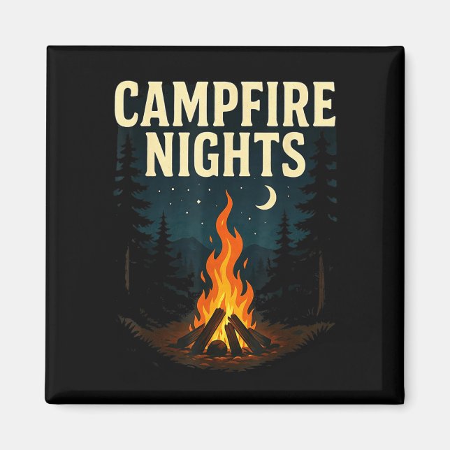 Íman Noites ao redor da fogueira acampando floresta mon (Frente)
