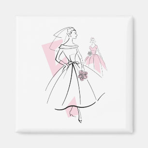 Íman Noiva da Moda Grupo Rosa ímã quadrado