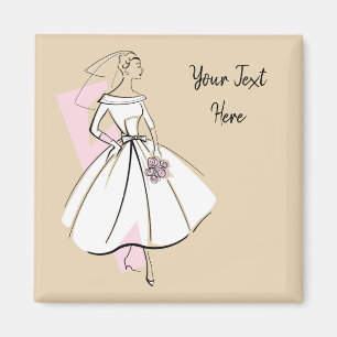 Íman Noiva da moda ímã de texto neutro quadrado