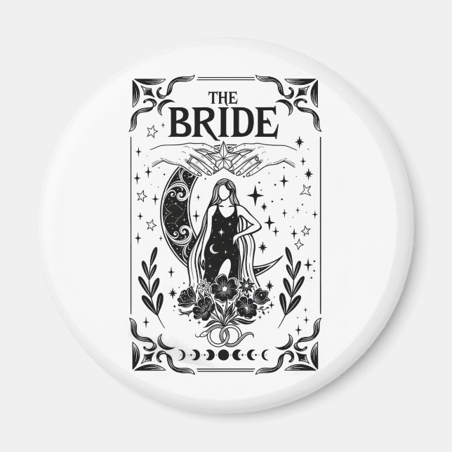Íman Noiva de Solteira Bruxa Coven Casamento Gótico (Frente)