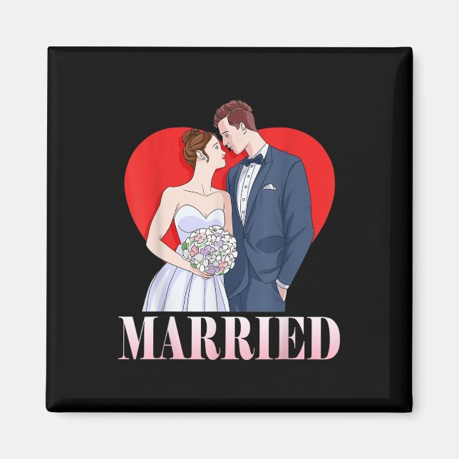 Íman Noiva E Casal Feliz Casamento Casado (Frente)