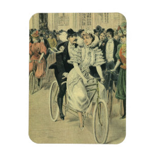 Íman Noiva e Noivo Casados de Bicicleta da Era Vitorian