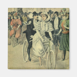 Íman Noiva e Noivo de Casamento Vitoriano em Bicicleta 