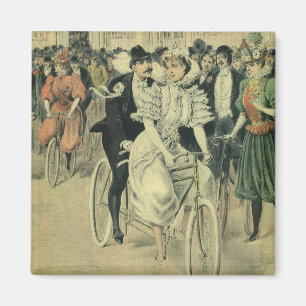 Íman Noiva e Noivo de Casamento Vitoriano em Bicicleta
