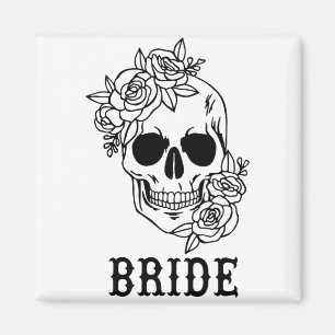 Íman Noiva Groom Floral Skull Halloween Casamento Bache
