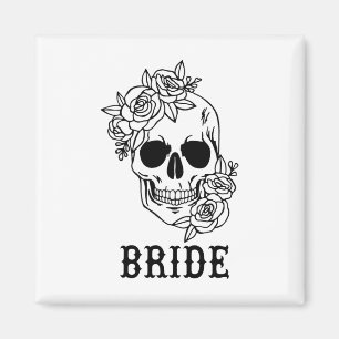 Íman Noiva Groom Floral Skull Halloween Casamento Bache