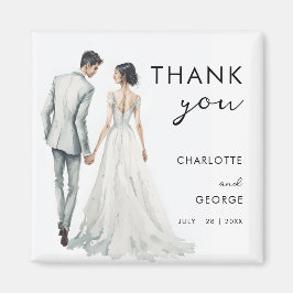 Íman Noiva Groom Watercolor Ilustração de favores de ca