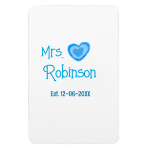 Íman Noiva para ser Sra adicione nome data aquarela azu