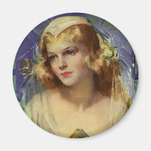 Íman Noiva Vintage com um casamento religioso Bíblia