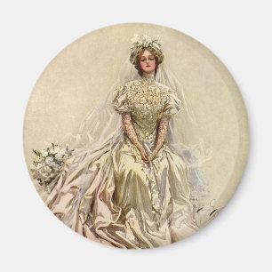 Íman Noiva Vitoriana Vintage, Retrato Nupcial Antigo