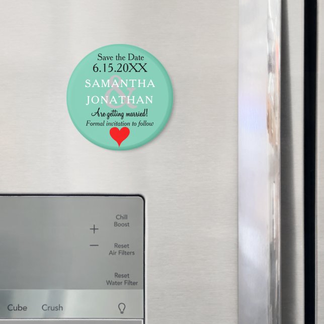 Íman Noivado em Verde Espuma do Mar Coração Save the Da (In Situ (Fridge))