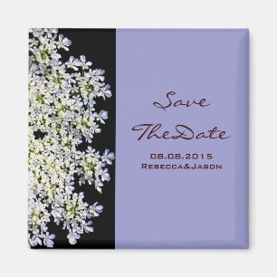 Íman noivado floral roxo vintage salvar a data