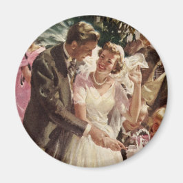 Íman Noivos Recém-Casados Cortam o Bolo de Casamento Vi