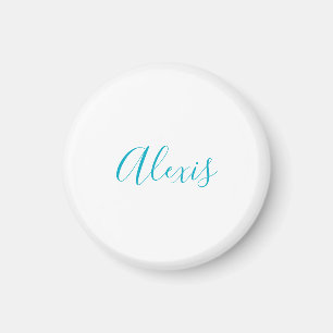 Íman Nome Caligrafia Script Simples Branco Azul