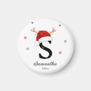 Íman Nome Carta Santa Hat Monograma Inicial persona