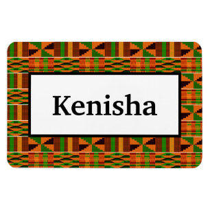 Íman Nome Clássico Laranja Africano Kente 4x6 Flexíve