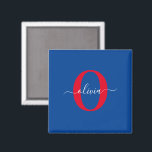 Íman Nome com Letra Maiúscula Personalizada Azul Branco<br><div class="desc">Este monograma elegante e design de nome com letra estilosa podem ser dados como presente para aniversário, casamento, chá de noiva, aniversário de casamento, Dia das Mães ou qualquer ocasião. Pode ser personalizado com a inicial e o nome da pessoa. Você pode alterar a fonte, a cor da fonte, o...</div>
