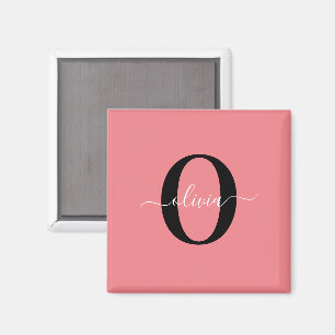 Íman Nome com Letra Maiúscula Personalizada Preto Branc