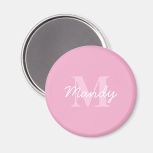 Íman Nome Cursivo Bonito e Monograma   Rosa