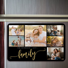 Íman Nome da família colagem de 6 fotos personalizada 