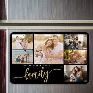 Íman Nome da família colagem de 6 fotos personalizada