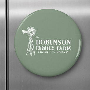 Íman Nome da família Fazenda Rustic Windmill Sage Green