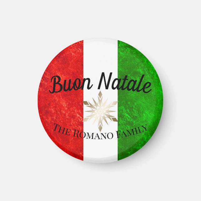 Íman Nome da família italiana Buon Natale Flag Christma (Frente)