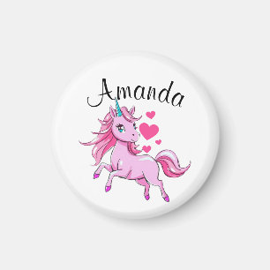 Íman Nome da Garota Unicorn de Salto Rosa Vibrante