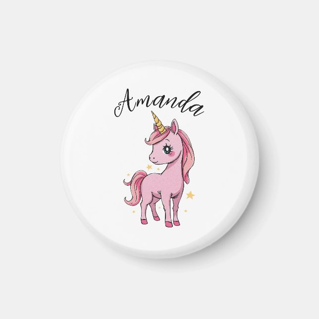 Íman Nome da Rapariga do Unicórnio Rosa, Bonito (Frente)