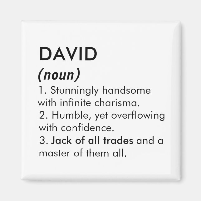 Íman Nome David, Nome editável, Nome personalizado (Frente)