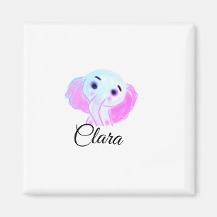 Íman Nome de adição de elefante de bebê, cor-de-rosa, a
