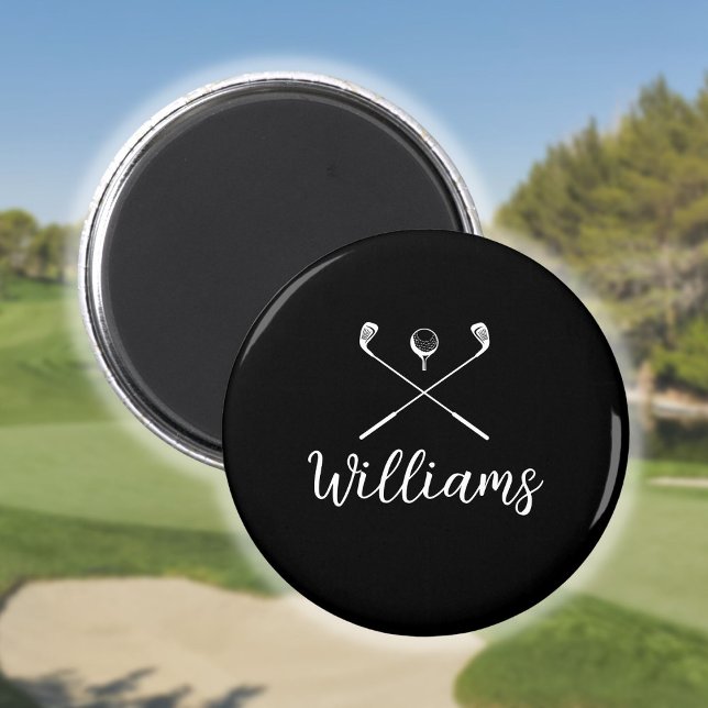 Íman Nome de Clube de Golfe em Letra Personalizada (Custom Script Name Golf Clubs Magnet)
