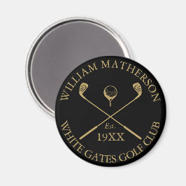 Íman Nome de Clube de Golfe Personalizado Preto e Doura