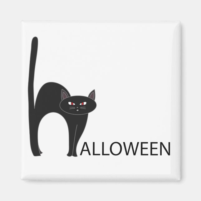 Íman Nome de Gato Preto do Halloween (Frente)
