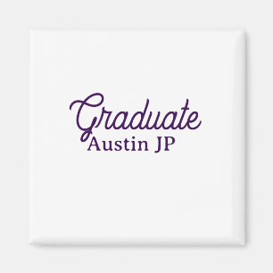 Íman nome de graduação roxo simples minimalista elegant