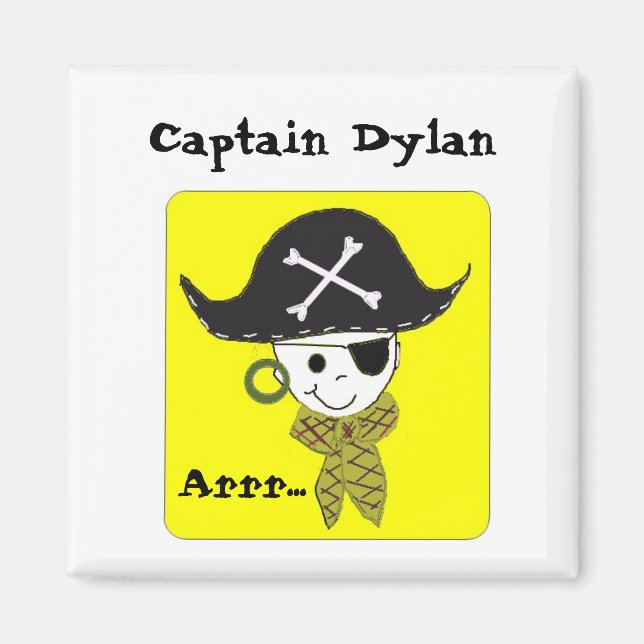 Íman Nome do Capitão Pirata Personalizado (Frente)