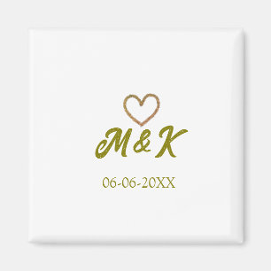 Íman nome do casal de casamento coração dourado moderno