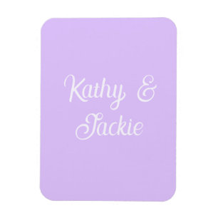 Íman Nome do casal de casamento retro pastel roxo elega