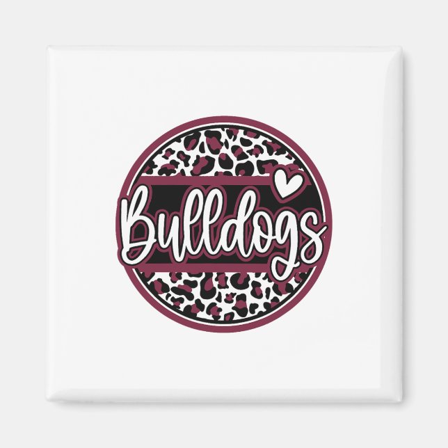 Íman Nome do Espírito Escolar Leopard Bulldogs Fan Team (Frente)