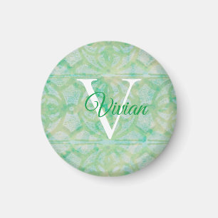 Íman Nome Do Monograma De Cor Verde E Azul