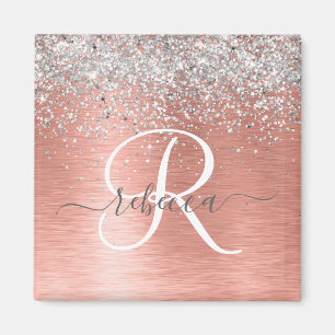 Íman Nome do Monograma do Glitter Metálico Brutado Dou