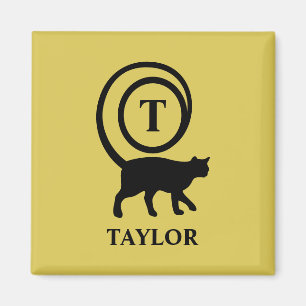 Íman Nome do Monograma Gato Inicial Gato Gato Lover Dou