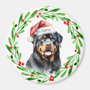 Íman Nome do Monograma Personalizado de Natal do Rottwe