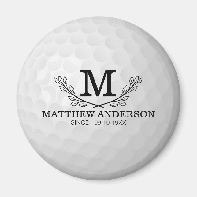 Íman Nome do Padrão de Bola de Golfe Personalizada Mono (Frente)